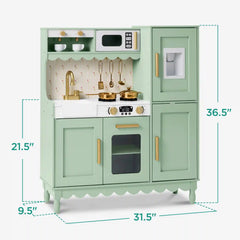 Kids Pretend Play Cottage Kitchen with 11 Accessories, Espresso Machine