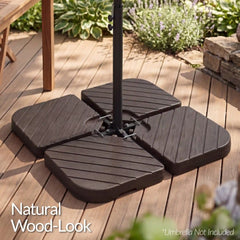 4-Piece Cantilever Umbrella Base Weight Set, Wood Grain Finish