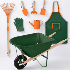 Kids Wheelbarrow and 8pc Gardening Tool Set