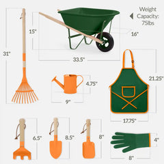 Kids Wheelbarrow and 8pc Gardening Tool Set