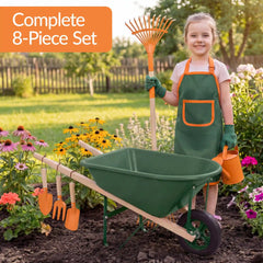 Kids Wheelbarrow and 8pc Gardening Tool Set