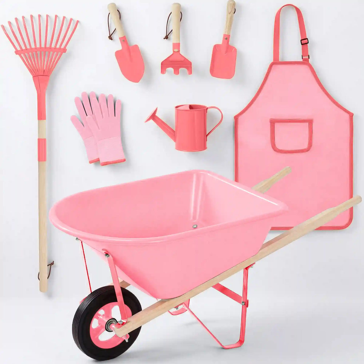Kids Wheelbarrow and 8pc Gardening Tool Set