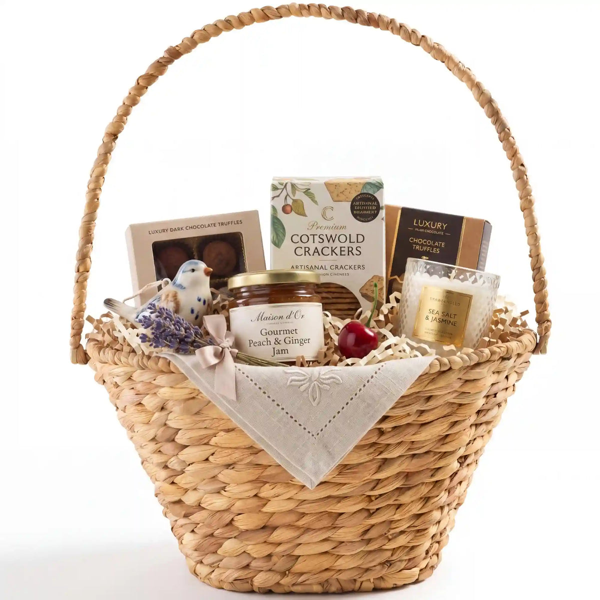Handwoven Medium Mother's Day Gift Basket, 20in Basket w/Collapsible Handle