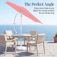 7.5ft Patio Market Umbrella with White Pole, Push Button Tilt and Crank Lift