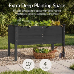 48" x 24" x 30" Raised Wooden Garden Bed w/16" Depth, Elevated Wood Planter