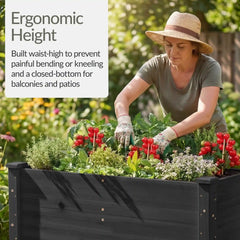 48" x 24" x 30" Raised Wooden Garden Bed w/16" Depth, Elevated Wood Planter
