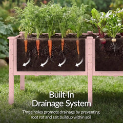 72" x 24" x 30" Raised Wooden Garden Bed w/16" Depth, Elevated Wood Planter