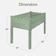 Raised Garden Bed, Scalloped Elevated Wooden Planter Box - 48x24x30in