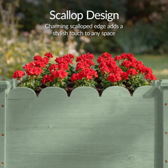 Raised Garden Bed, Scalloped Elevated Wooden Planter Box - 48x24x30in