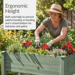 Raised Garden Bed, Scalloped Elevated Wooden Planter Box - 48x24x30in