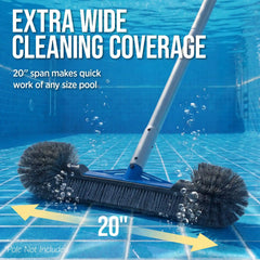 20" Heavy-Duty Pool Brush Head with Reinforced Aluminum Bracket