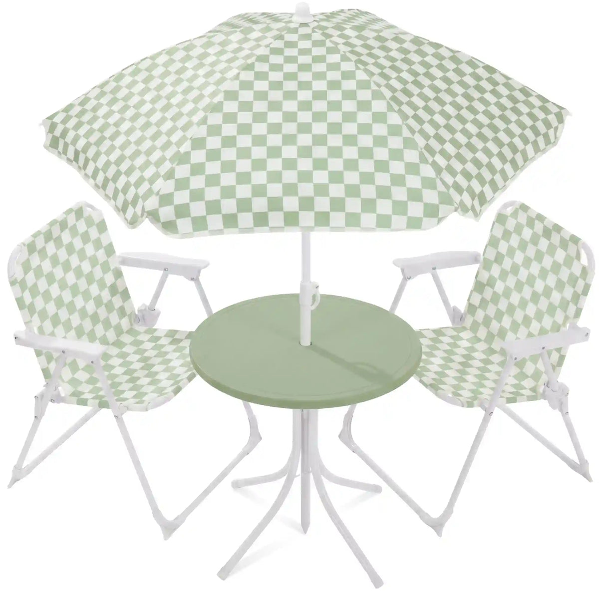 Kids Outdoor Table and Chair Set with Umbrella, Foldable Toddler Set