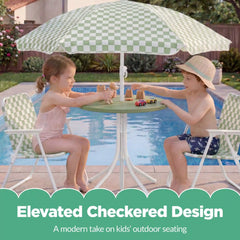 Kids Outdoor Table and Chair Set with Umbrella, Foldable Toddler Set