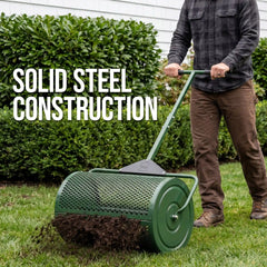 24" Compost Spreader, Steel Lawn & Peat Moss Topdresser