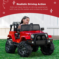 Jumbo 12V Kids Electric Ride On Car with Parent Remote, Seat Harness