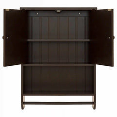 Bathroom Wall Storage Organization Cabinet w/ Double Doors, Towel Bar