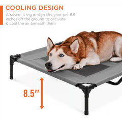 36in Outdoor Raised Cooling Pet Dog Bed w/ Canopy, Travel Bag
