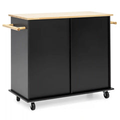 Utility Kitchen Cart w/ Storage Cabinets, Handles, Cutting Board