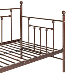Twin Sized Metal Lounge Daybed Frame w/ Trundle, Finials