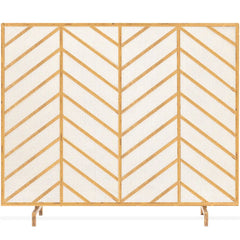 Single Panel Iron Chevron Fireplace Screen w/ Antique Finish - 38x31in