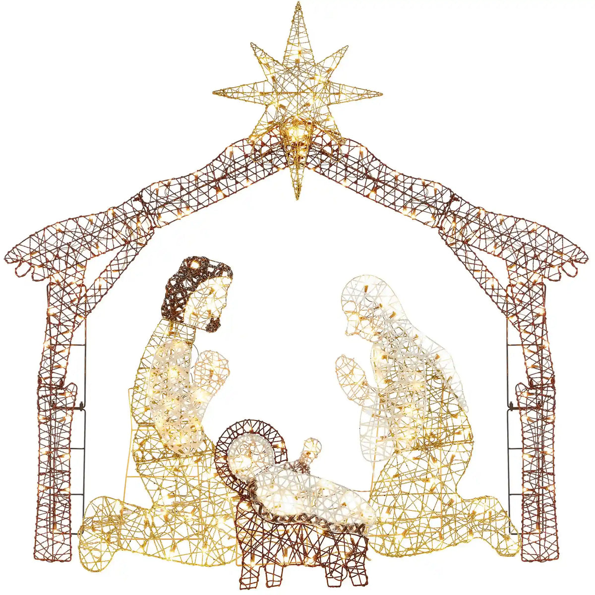 Lighted Christmas Nativity Scene Outdoor Decor with LED Lights - 6ft