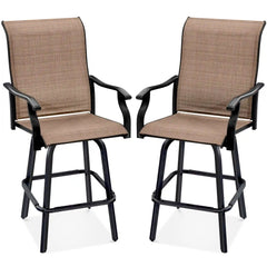 Set of 2 Swivel Barstools w/ 360 Rotation, All-Weather Mesh