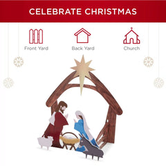 Christmas Nativity Scene Yard Decoration w/ Water Resistant PVC