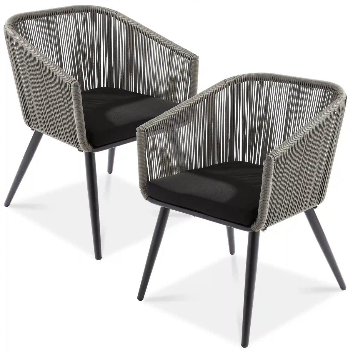 Set of 2 Outdoor Woven Wicker Patio Dining Chairs, 250lb Capacity
