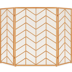 3-Panel Iron Chevron Fireplace Screen w/ Handles - 52x31in