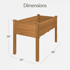Raised Garden Bed, Elevated Wooden Planter Box w/ Foot Caps - 48x24x30in