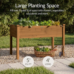 Raised Garden Bed, Elevated Wooden Planter Box w/ Foot Caps - 48x24x30in