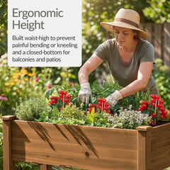 Raised Garden Bed, Elevated Wooden Planter Box w/ Foot Caps - 48x24x30in