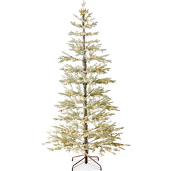 Green Pre-Lit Sparse Flocked Christmas Tree w/ 2-in-1 LEDs, Cordless Connection