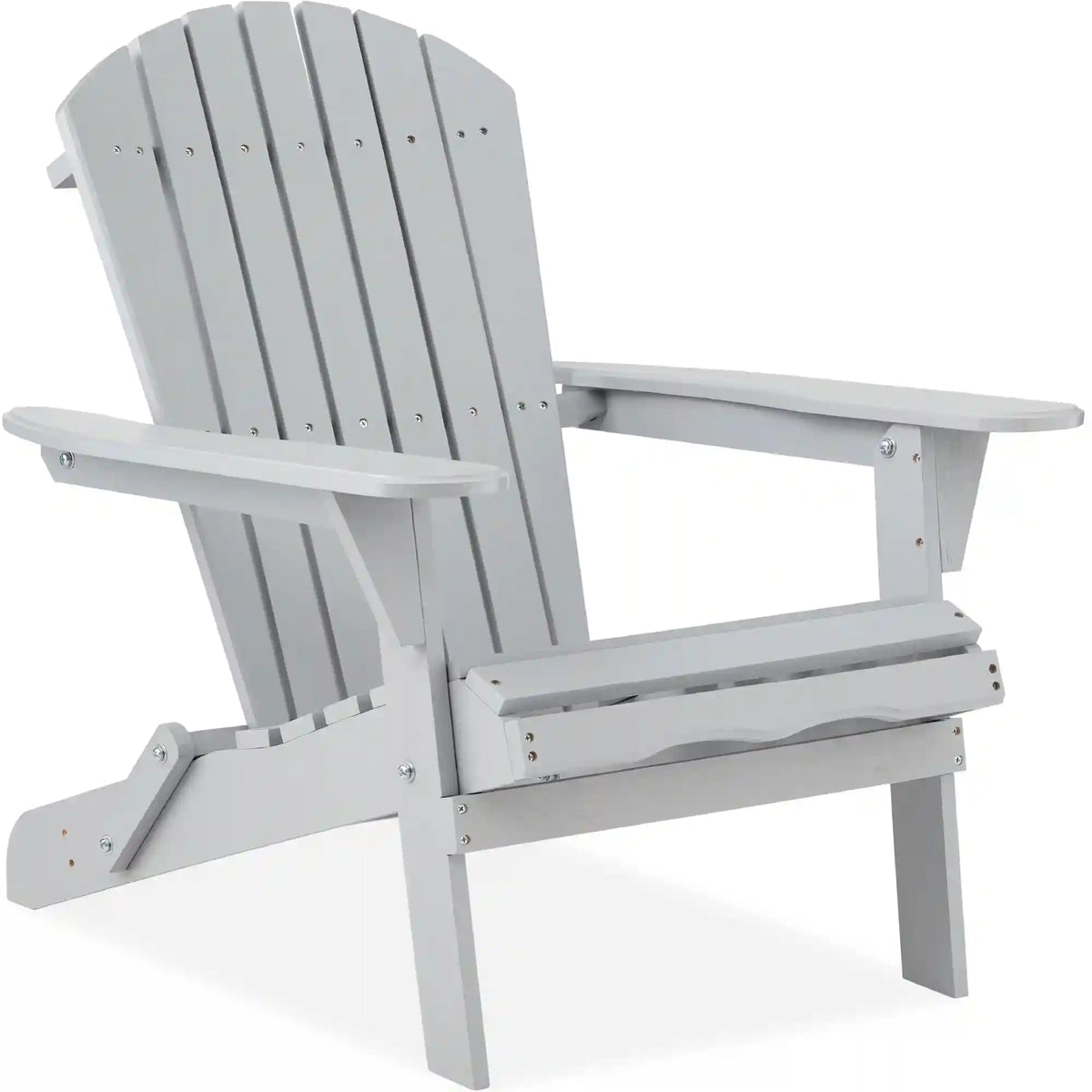 Folding Wooden Adirondack Chair, Accent Furniture w/ Natural Woodgrain