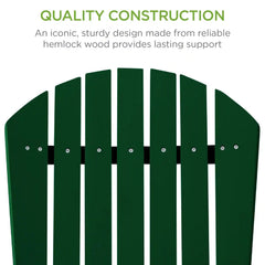 Folding Wooden Adirondack Chair, Accent Furniture w/ Natural Woodgrain
