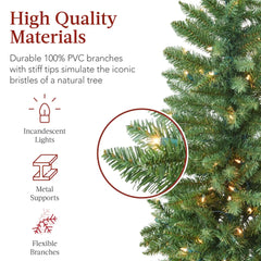 Prelit Spruce Pencil Christmas Tree w/ Incandescent Lights
