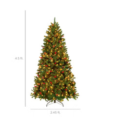 Pre-Lit Pre-Decorated Spruce Christmas Tree w/ Pine Cones, Berries