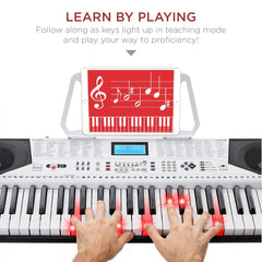 61-Key Beginners Electronic Keyboard Piano Set w/ Lighted Keys, Headphones