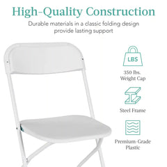 Set of 10 Folding Stacking Plastic Chairs w/ Non-Slip Feet