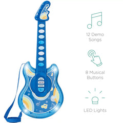 Kids Pretend Play Guitar Musical Instrument Toy w/ Microphone, Stand - 19in