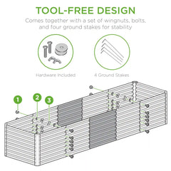 8x2x2FT Steel Planting Box for Backyard Flowers, Herbs, & Vegetables
