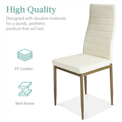 5-Piece Dining Table Set w/ Glass Top, Leather Chairs