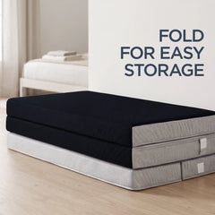 4in Portable Mattress Topper, Tri-Fold Mattress Pad - Onyx Black