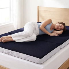4in Portable Mattress Topper, Tri-Fold Mattress Pad - Midnight Blue