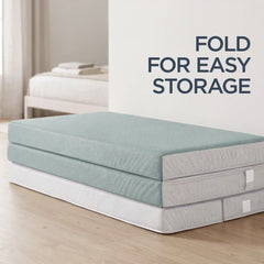 4in Portable Mattress Topper, Tri-Fold Mattress Pad - Seafoam