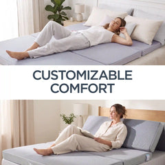4in Portable Mattress Topper, Tri-Fold Mattress Pad - Gray