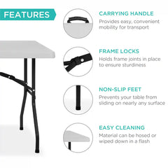Portable Folding Plastic Dining Table w/ Handle, Lock - 8ft