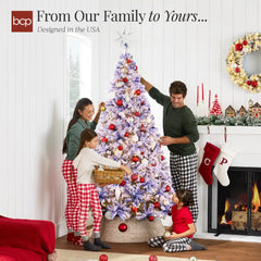 Pre-Lit Lavender Flocked Artificial Pine Christmas Tree w/ White Lights