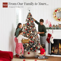 Pre-Lit Black Flocked Artificial Pine Christmas Tree w/ White Lights