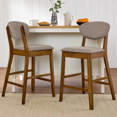 Set of 2 Modern Counter-Height Bar Stool Set W/ Upholstered Seat Cushion